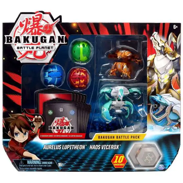 Bakugan Battle Planet Battle Brawlers Aurelus Lupitheon & Haos Vicerox Battle Pack