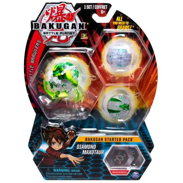 Bakugan Battle Planet Battle Brawlers Diamond Maxotaur 3-Figure Starter Pack