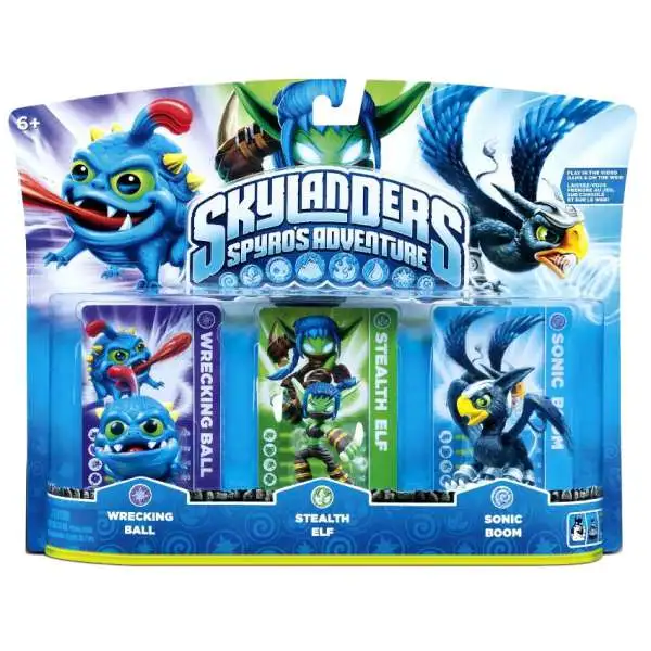 Skylanders Spyro's Adventure Wrecking Ball, Stealth Elf & Sonic Boom Figure 3-Pack