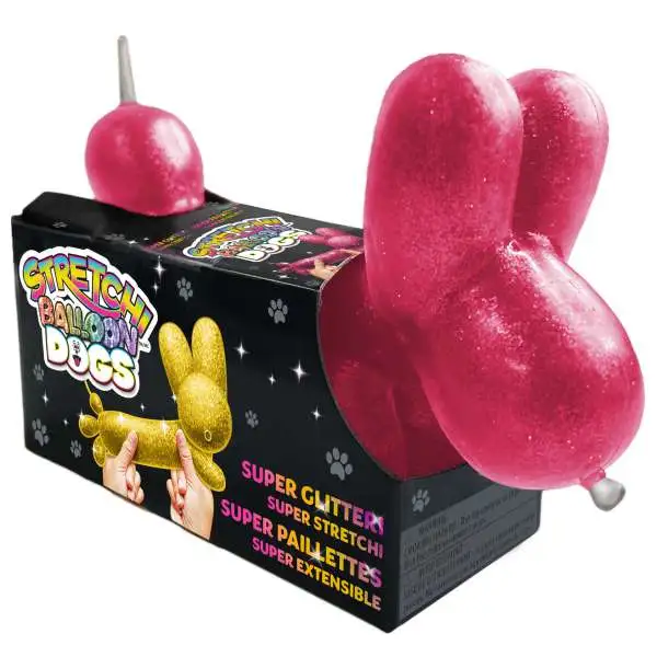 Stretchi Balloon Dogs GLITTER PINK 4-Inch Fidget Toy [Super Glittery, Super Stretchy!]