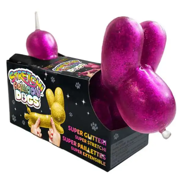 Stretchi Balloon Dogs GLITTER PURPLE 4-Inch Fidget Toy [Super Glittery, Super Stretchy!]