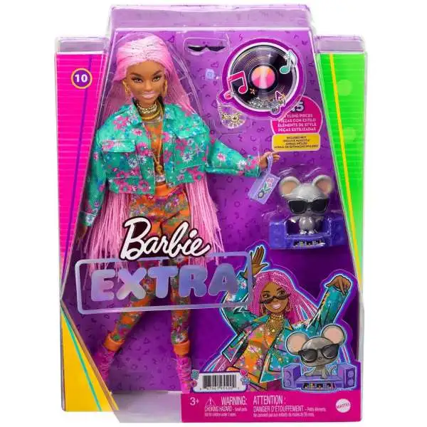Barbie Extra 10 in Floral-Print Jacket Jogger 13.25 Doll Damaged