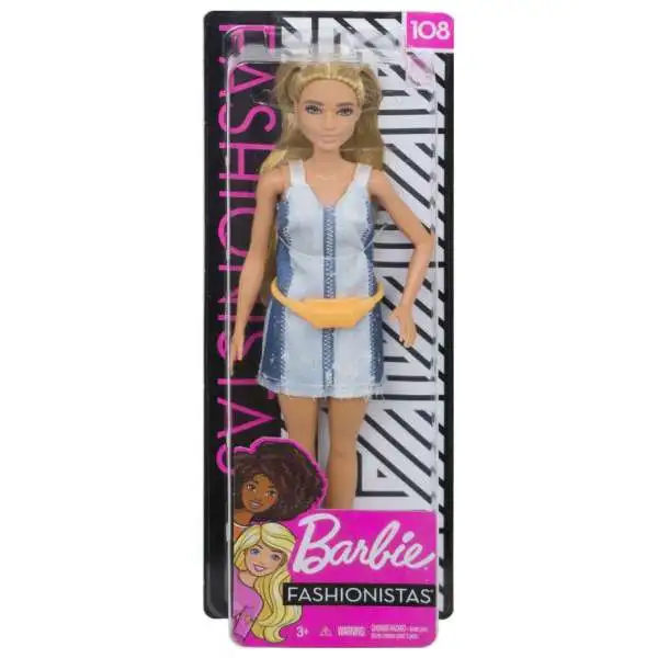 Fashionistas Barbie 13.25-Inch Doll #108 [Partial Updo with Denim Dress, Damaged Package]