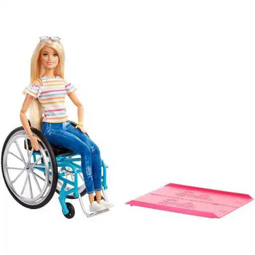 Fashionistas Barbie 13.25-Inch Doll #132 [Wheelchair & Ramp, Blonde, Damaged Package]