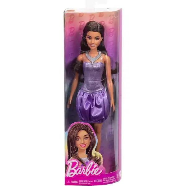 Fashionistas Barbie 13.25-Inch Doll [Brown Hair & Sequined Purple Bubble Dress]