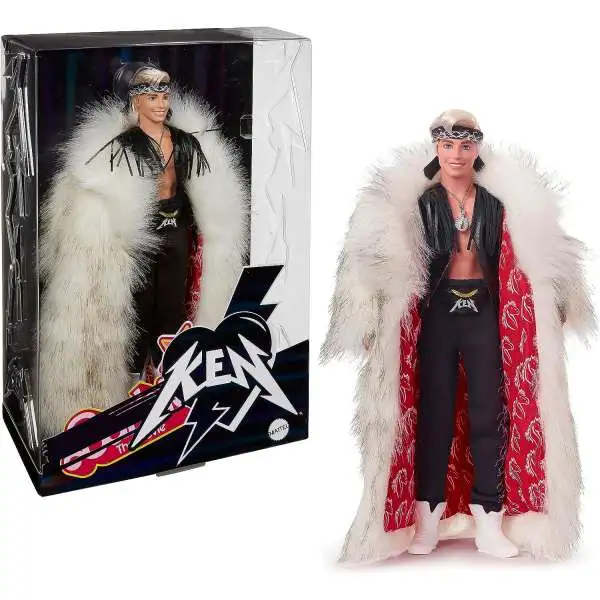 Barbie The Movie Ken Doll [Big Faux Fur Coat & Black Fringe Vest with Bandana]