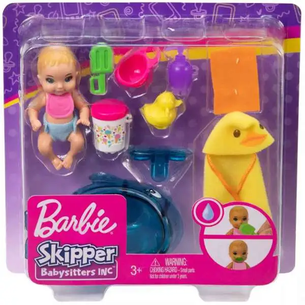Barbie Skipper Babysitters Inc Feeding & Bath Time Mini Doll Playset [2022]
