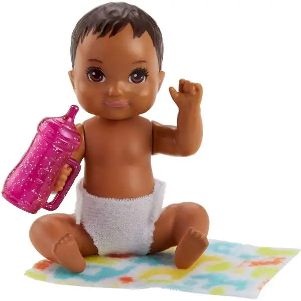 Barbie Skipper Babysitters Inc Baby Mini Doll [Brown Hair / Eyes, Pink Bottle]