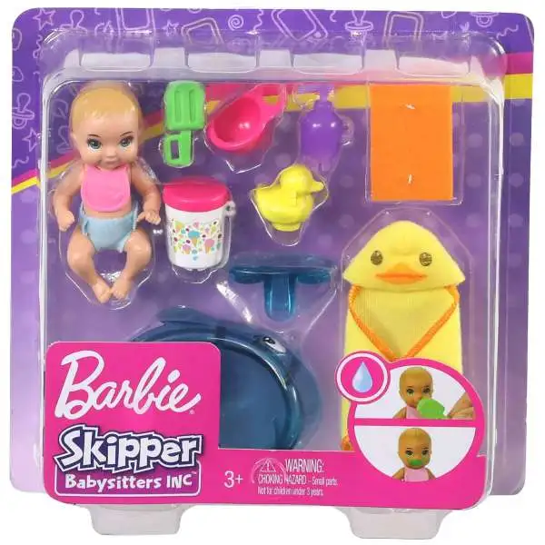 Barbie Skipper Babysitters Inc Feeding & Bath TIme Mini Doll Playset
