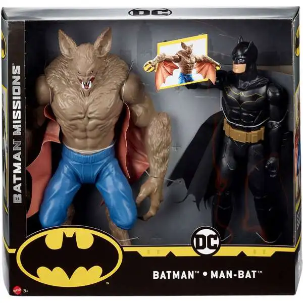 DC Batman Missions Batman vs. Man-Bat Action Figure 2-Pack [True Moves, Damaged Package]