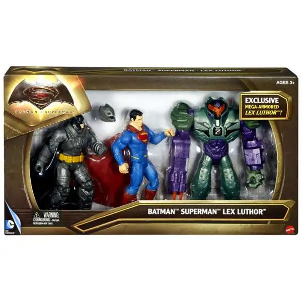 DC Batman V Superman: Dawn of Justice Batman, Superman & Lex Luthor Action Figure 3-Pack