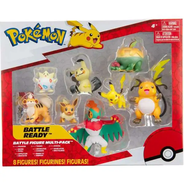 Pokemon Battle Ready Pikachu, Eevee, Appletun, Growlithe, Mimikyu, Togepi, Raichu & Hawlucha Exclusive 2-Inch Multi Figure 8-Pack [Damaged Package]