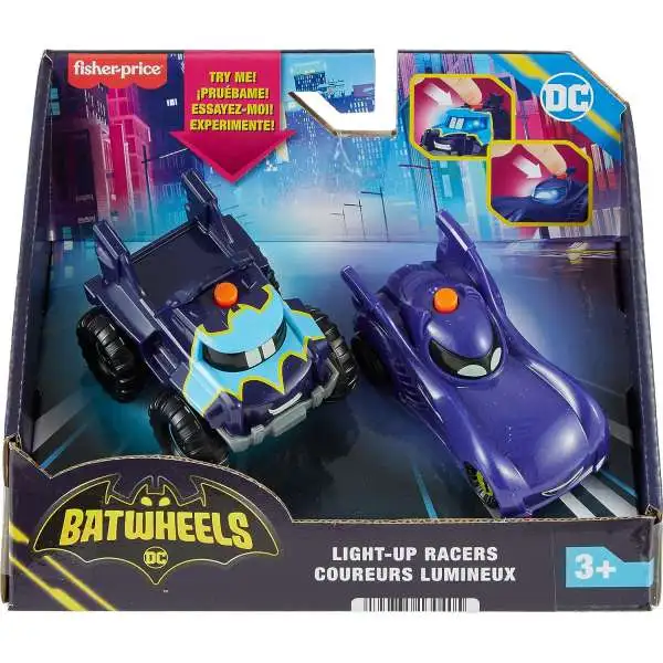 Fisher Price DC Batwheels Light-Up Racers Bam The Batmobile and Buff Diecast Car 2-Pack