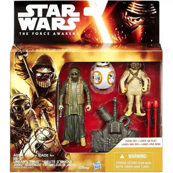 Star Wars The Force Awakens BB-8, Unkars Thug & Jakku Scavenger Action Figure 3-Pack [Firing Net]
