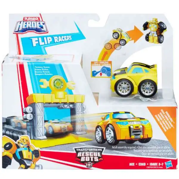 Transformers Playskool Heroes Rescue Bots Bumblebee Quick Launch Garage Action Figure Launcher [Flip Racers]