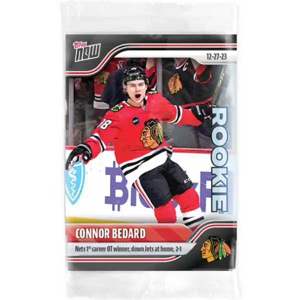 NHL Chicago Blackhawks 2023-24 NOW Hockey Connor Bedard Single Sticker Card #72 [Rookie, Nets 1st Career OT Winner]