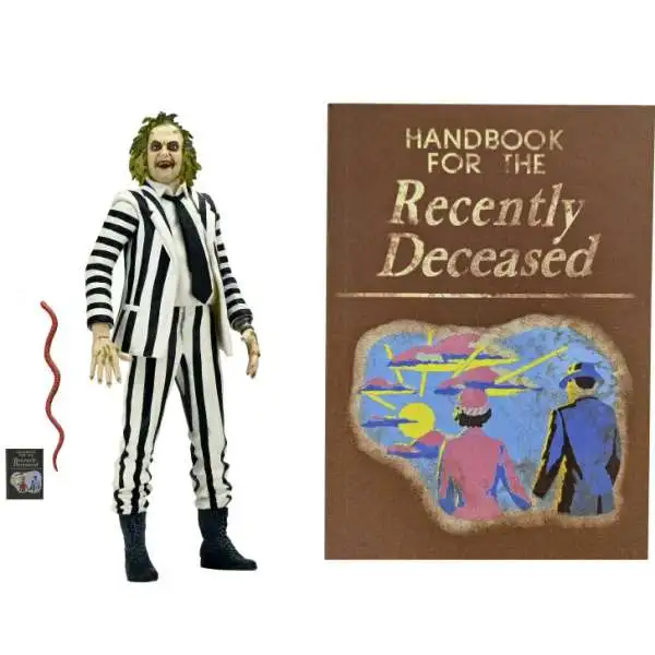 NECA Beetlejuice Exclusive Deluxe Action Figure [Striped Suit, Includes Handbook Journal & Snake]