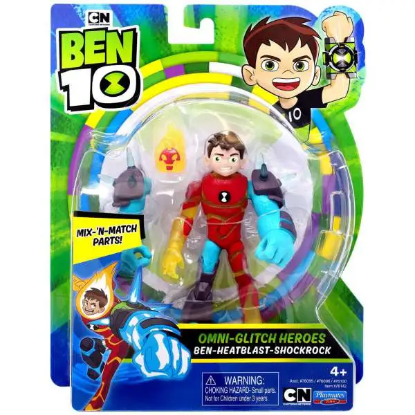 Ben 10 Omni-Glitch Heroes Ben - Heatblast - Shockrock Action Figure