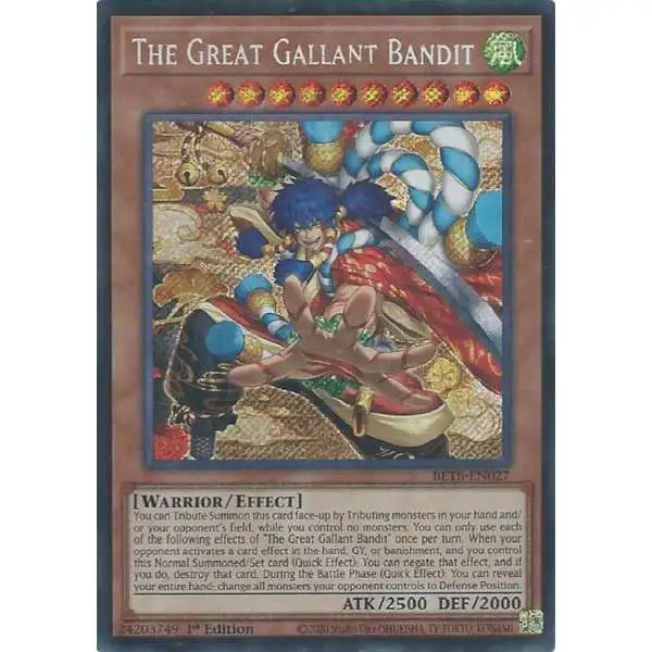 YuGiOh Trading Card Game Beyond the Brave Secret Rare The Great Gallant Bandit BETB-EN027