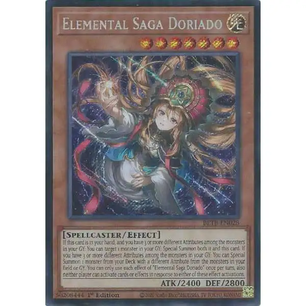 YuGiOh Trading Card Game Beyond the Brave Secret Rare Elemental Saga Doriado BETB-EN028
