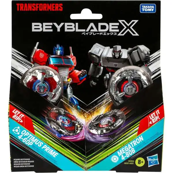 Beyblade X Transformers Optimus Prime 4-60P vs. Megatron 4-80B Exclusive Multi-Pack Set