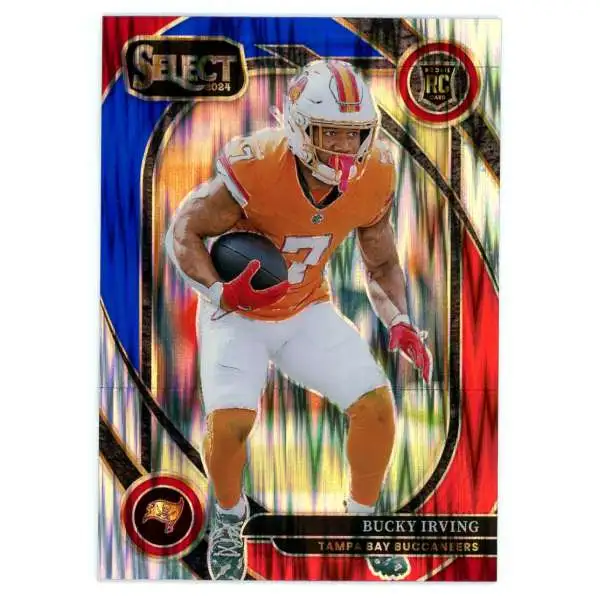 NFL 2024 Panini Select Football Red & Blue Shock Prizm Club Level Bucky Irving #239 [Rookie]