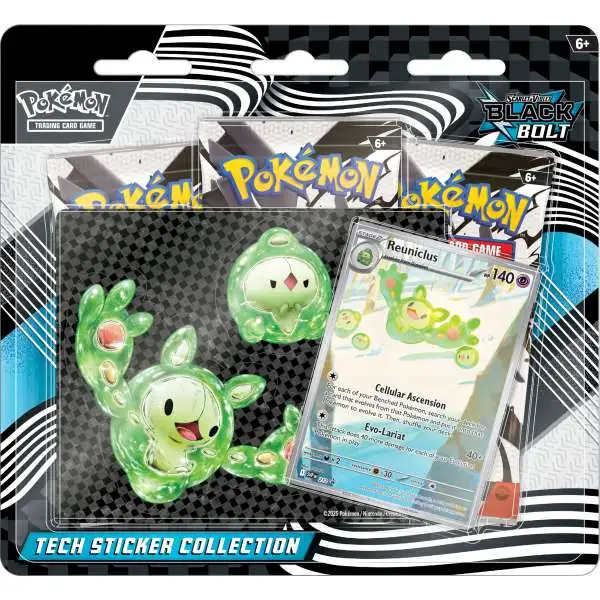 Pokemon Scarlet & Violet Black Bolt Reuniclus Tech Sticker Collection [3 Booster Packs, Foil Promo Card & Sticker]