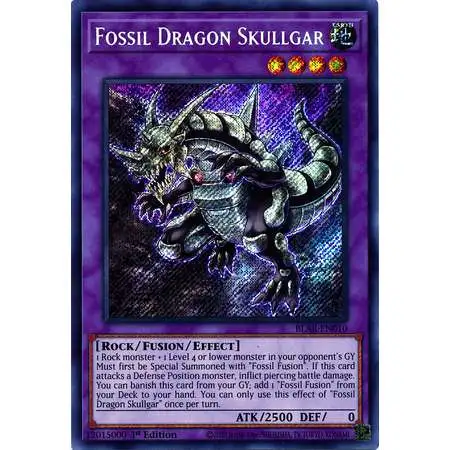 YuGiOh Battles of Legend Armageddon Secret Rare Fossil Dragon Skullgar BLAR-EN010