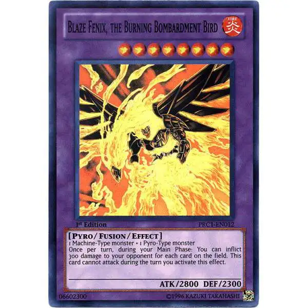 YuGiOh 2012 Premium Collector Tin Super Rare Blaze Fenix, the Burning Bombardment Bird PRC1-EN012