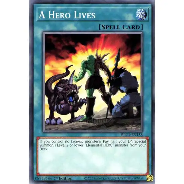 YuGiOh Trading Card Game Battles of Legend: Chapter 1 Common A Hero Lives BLC1-EN158