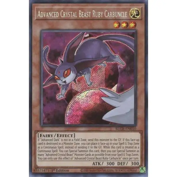 YuGiOh Battles of Legend Crystal Revenge Secret Rare Advanced Crystal Beast Ruby Carbuncle BLCR-EN010