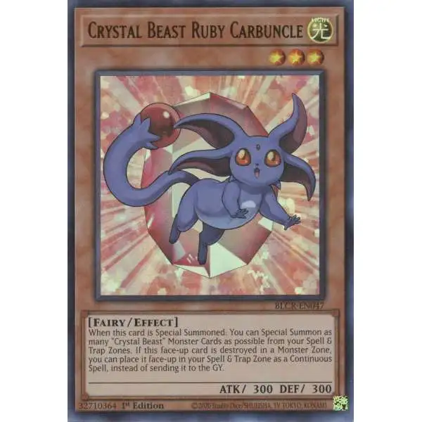 YuGiOh Battles of Legend Crystal Revenge Ultra Rare Crystal Beast Ruby Carbuncle BLCR-EN047