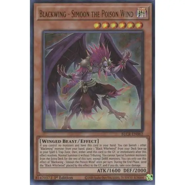 YuGiOh Battles of Legend Crystal Revenge Ultra Rare Blackwing - Simoon the Poison Wind BLCR-EN062