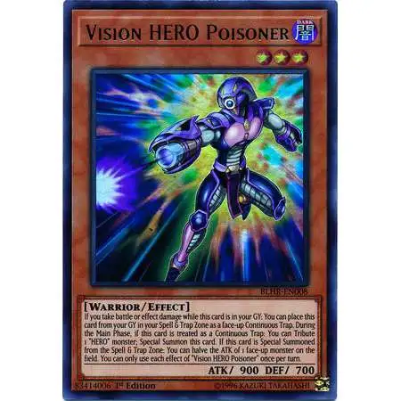 YuGiOh Battles of Legend: Hero's Revenge Ultra Rare Vision HERO Poisoner BLHR-EN008