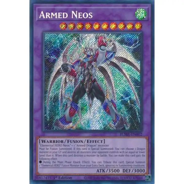 YuGiOh Trading Card Game Battles of Legend: Monstrous Revenge Quarter Century Secret Rare Armed Neos BLMR-EN002