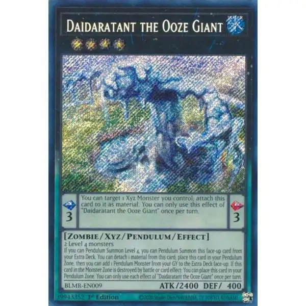YuGiOh Trading Card Game Battles of Legend: Monstrous Revenge Secret Rare Daidaratant the Ooze Giant BLMR-EN009