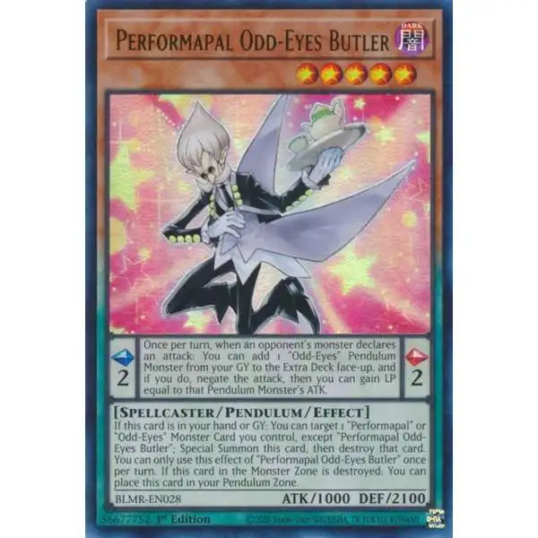 YuGiOh Trading Card Game Battles of Legend: Monstrous Revenge Ultra Rare Performapal Odd-Eyes Butler BLMR-EN028