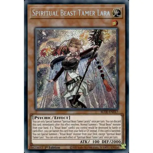YuGiOh Trading Card Game Battles of Legend: Terminal Revenge Secret Rare Spiritual Beast Tamer Lara BLTR-EN017