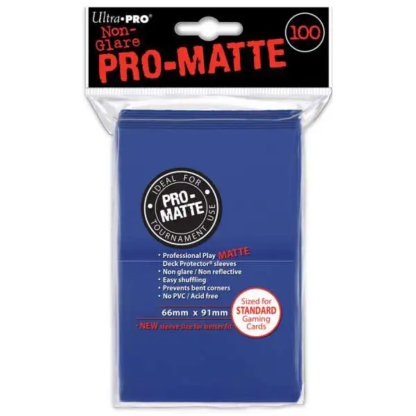 Ultra Pro Card Supplies Non-Glare Pro-Matte Blue Standard Card Sleeves [100 Sleeves]
