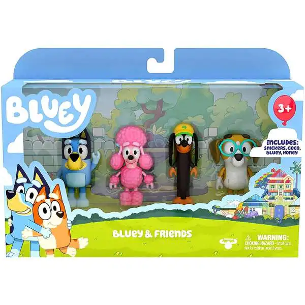 Bluey & Friends Mini Figure 4-Pack [Snickers, Coco, Bluey & Honey]