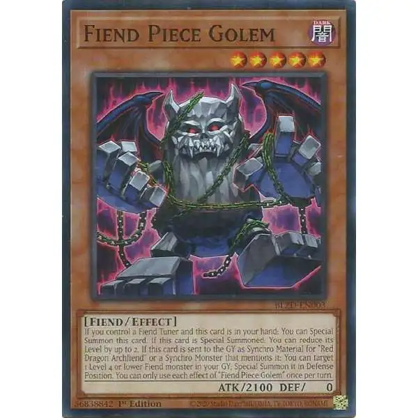 YuGiOh Trading Card Game Blazing Dominion Common Fiend Piece Golem BLZD-EN003