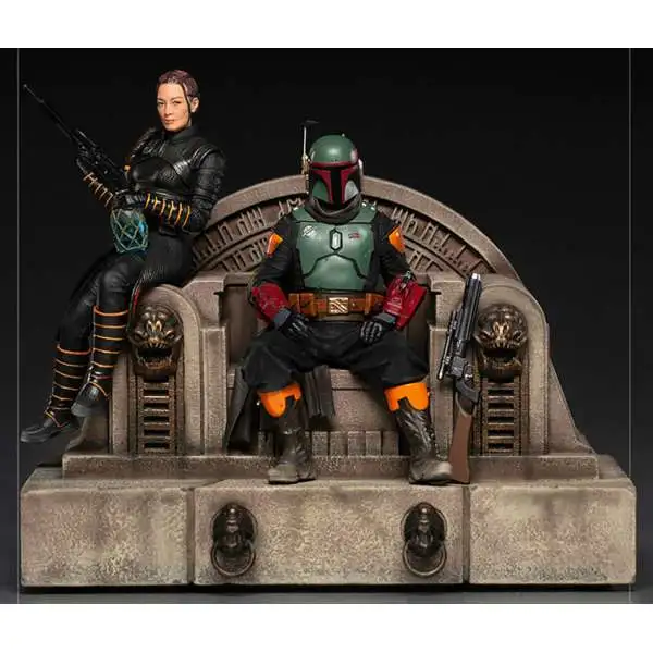 Star Wars The Mandalorian Boba Fett & Fennec Shand on Throne Deluxe Statue