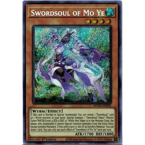 YuGiOh Trading Card Game Burst of Destiny Secret Rare Swordsoul of Mo Ye BODE-EN003