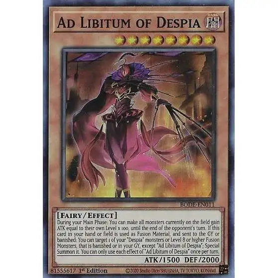 YuGiOh Trading Card Game Burst of Destiny Super Rare Ad Libitum of Despia BODE-EN011