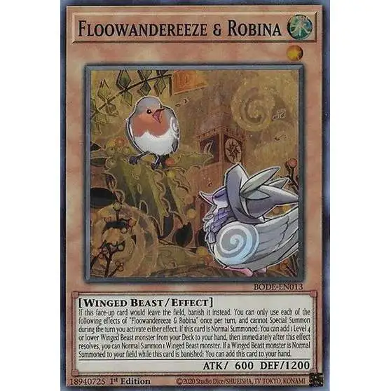 YuGiOh Trading Card Game Burst of Destiny Super Rare Floowandereeze & Robina BODE-EN013