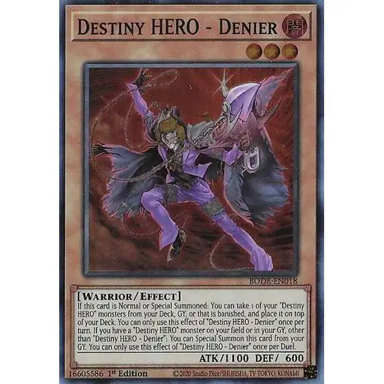 YuGiOh Trading Card Game Burst of Destiny Super Rare Destiny HERO - Denier BODE-EN018