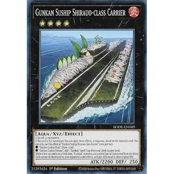 YuGiOh Trading Card Game Burst of Destiny Common Gunkan Suship Shirauo-class Carrier BODE-EN049