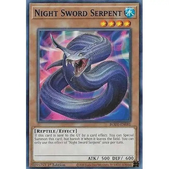 YuGiOh Trading Card Game Burst of Destiny Common Night Sword Serpent BODE-EN081