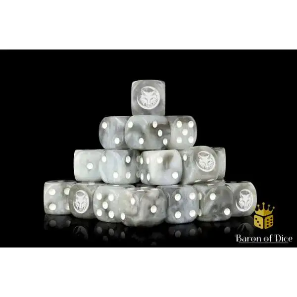 Baron Of Dice 6-Sided d6 Howling Wolf Dice Pack [25-Count White]
