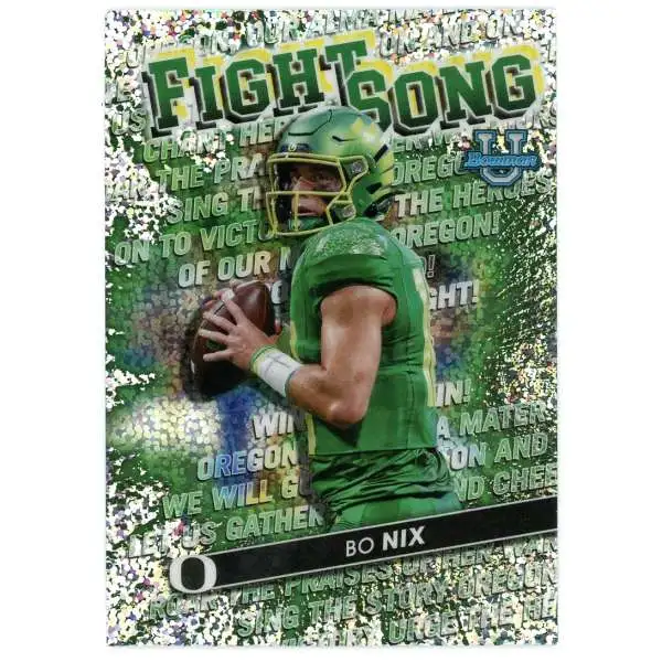 NFL Topps 2022 Bowman Chrome University Football Speckle Refractor Fight Song Bo Nix FS-14
